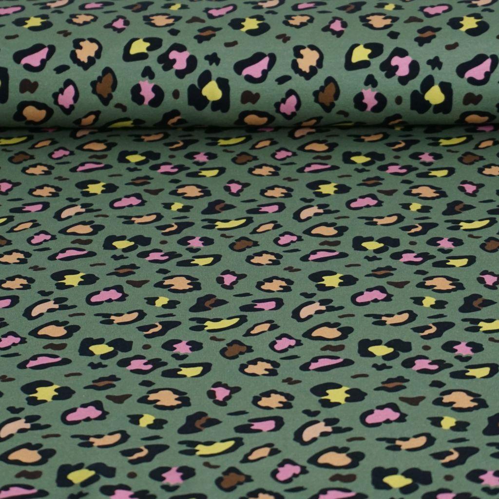 French Terry Leoprint grün rosa gelb – FVJ
